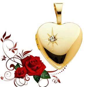 14K Yellow Gold  Heart Locket Pendant